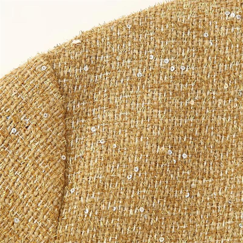 Women's Jackets Autumn European And American Style Fashion Niche Pocket Decoration Glitter Jacket Coat