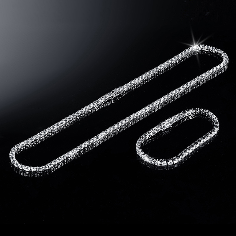 18K gold-plated 3-7mm cubic electroplated zircon tennis bracelet, size 6-8 inches full diamond diamond chain checkerboard pattern