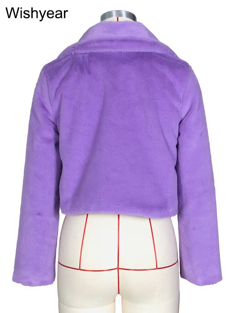 winter jacket women Fashion Faux Fur Open Lapel Crop Jackets Women Clothing Autumn Winter Solid Long Sleeve Warm Furry Fluffy Coat Outer Wear