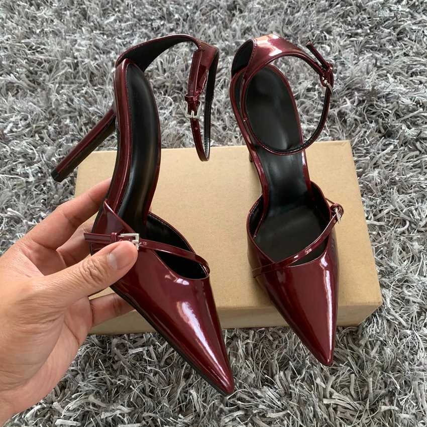 Sexy Pointed Toe High Heel Women Shoes Elegant Ankle Strap Patent Leather Stilettos Luxury Prom Weddings Bridal Pumps for LadiesXJ251027