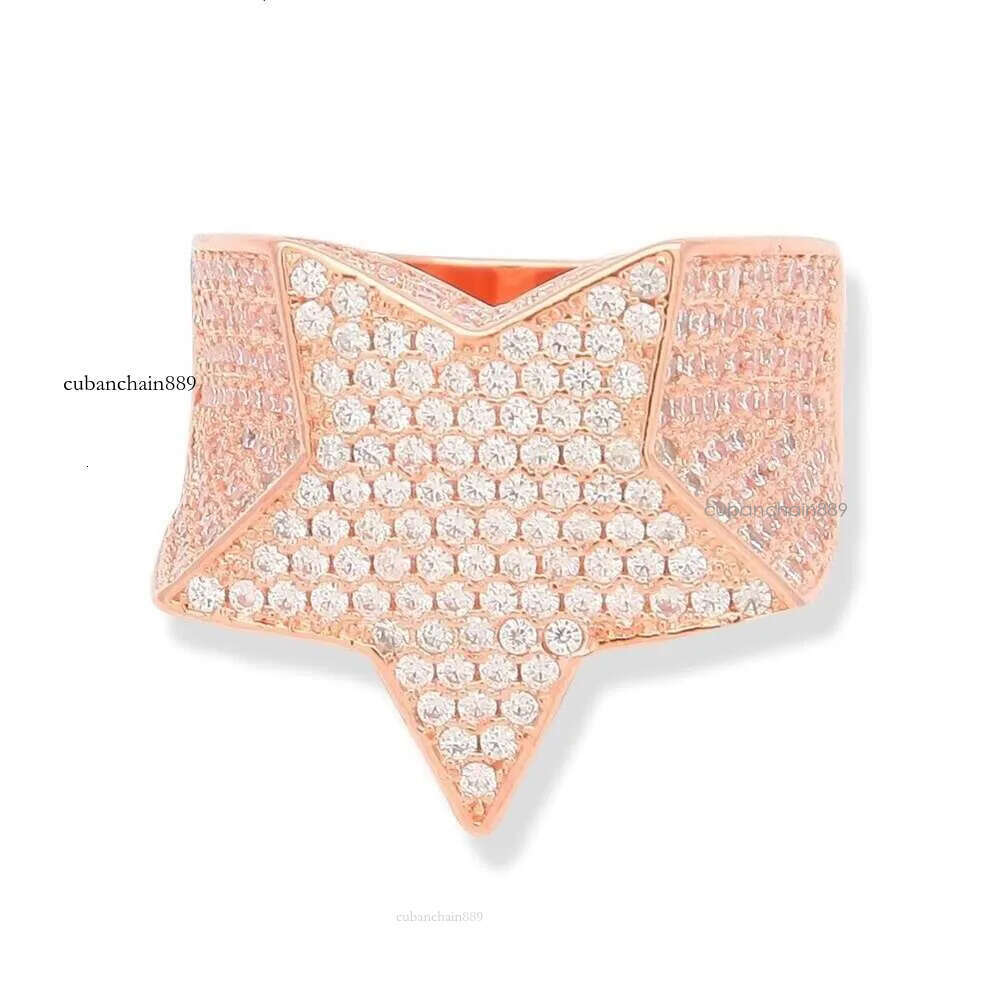 men's passed GRA Dia Five-pointed Men's star Hip Hop trendy moissanite dia gold sterg sier cuban women ring