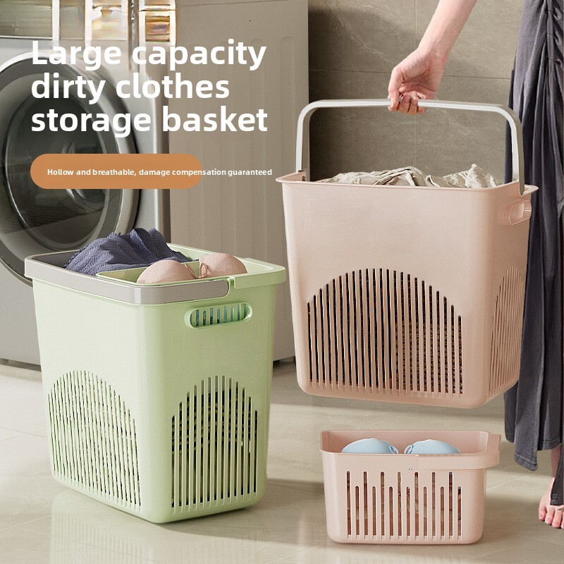 Household Partitioned Multi-layer Clothes Underwear Bathroom Large Dirty Laundry Storage Basket