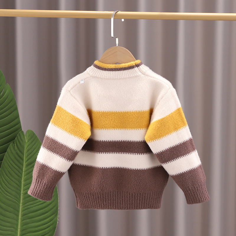 New designer boys' sweater thickened children's knitted sweater children's clothing wool lining thickened