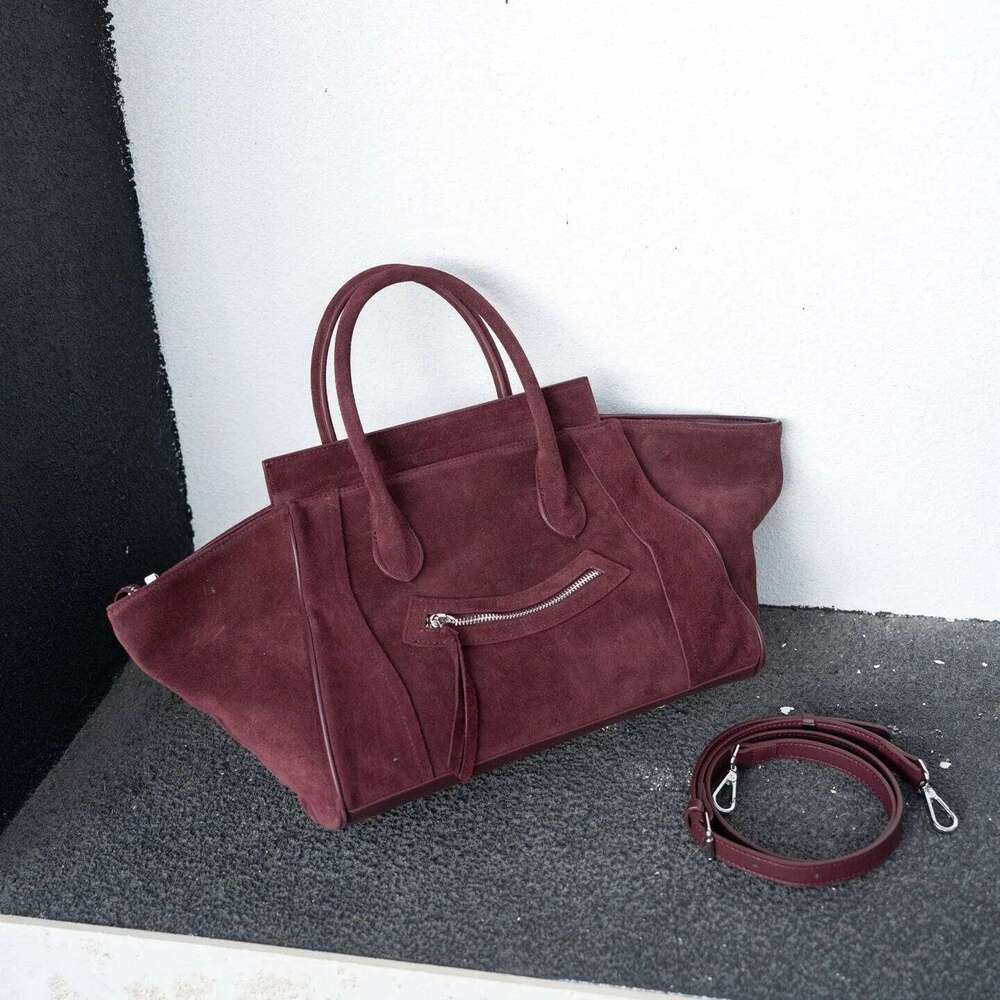 Genuine Grade Matte Suede Cow Leather Women's Large Handbag Designer Brand Shoulder Crossbody Bag Ladeis Tote For Woman