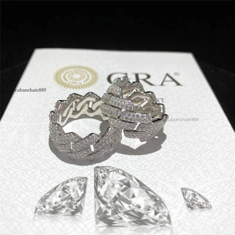 Band Custom Hip Hop Sterling Sier Vvs Moissanite Dia Rings Men Iced Out Ring Gold Plated Cuban