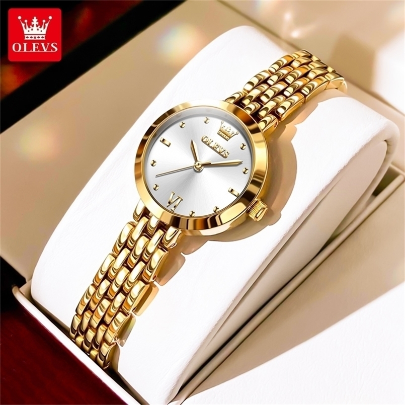 OLEVS Top Womens Watches Elegant Fashion Gold Watch for Women Original Simple Quartz Waterproof Wristwatch Ladies 251027w