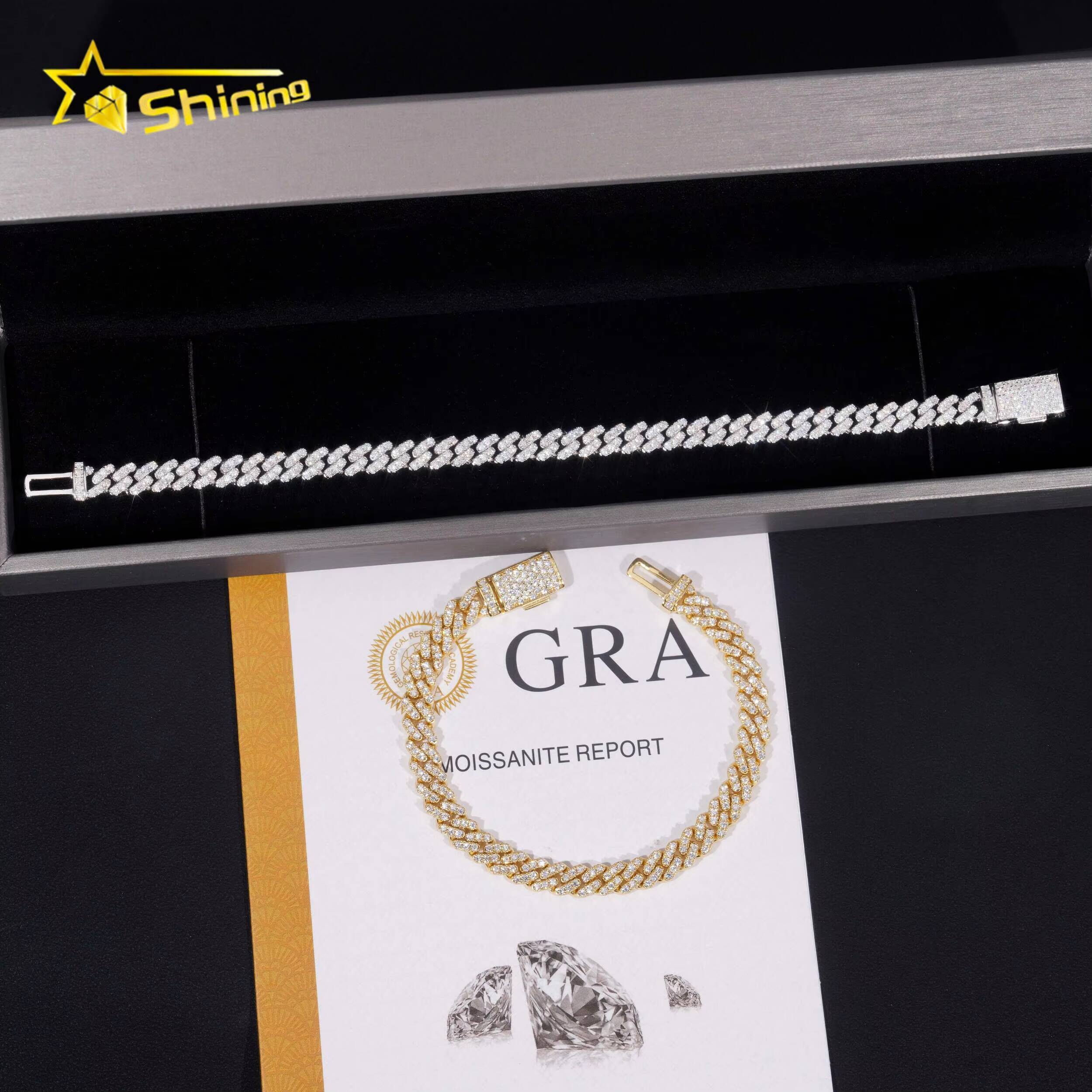 Pass Diamond Tester VVS Moissanite Diamond S925 Silver 6MM Cuban Bracelet Necklace Hip Hop Iced Out Jewelry Cuban Link Chain