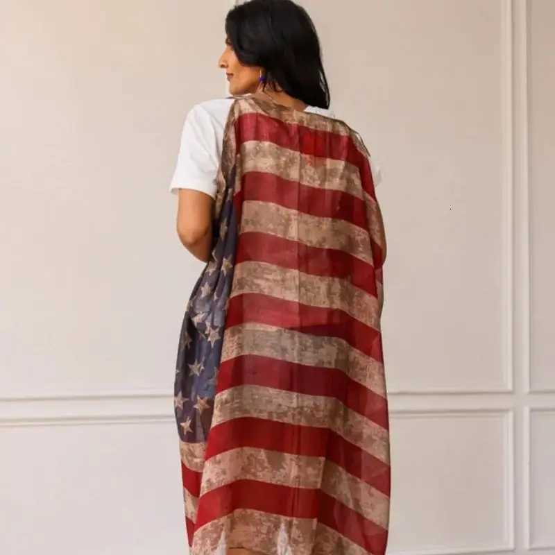 Popar Shawl Flag Oblong Scarfs Patriotic Stars Pattern scarf Muffr Voi Soft Wrap Geetric Stripes ScarfW251027