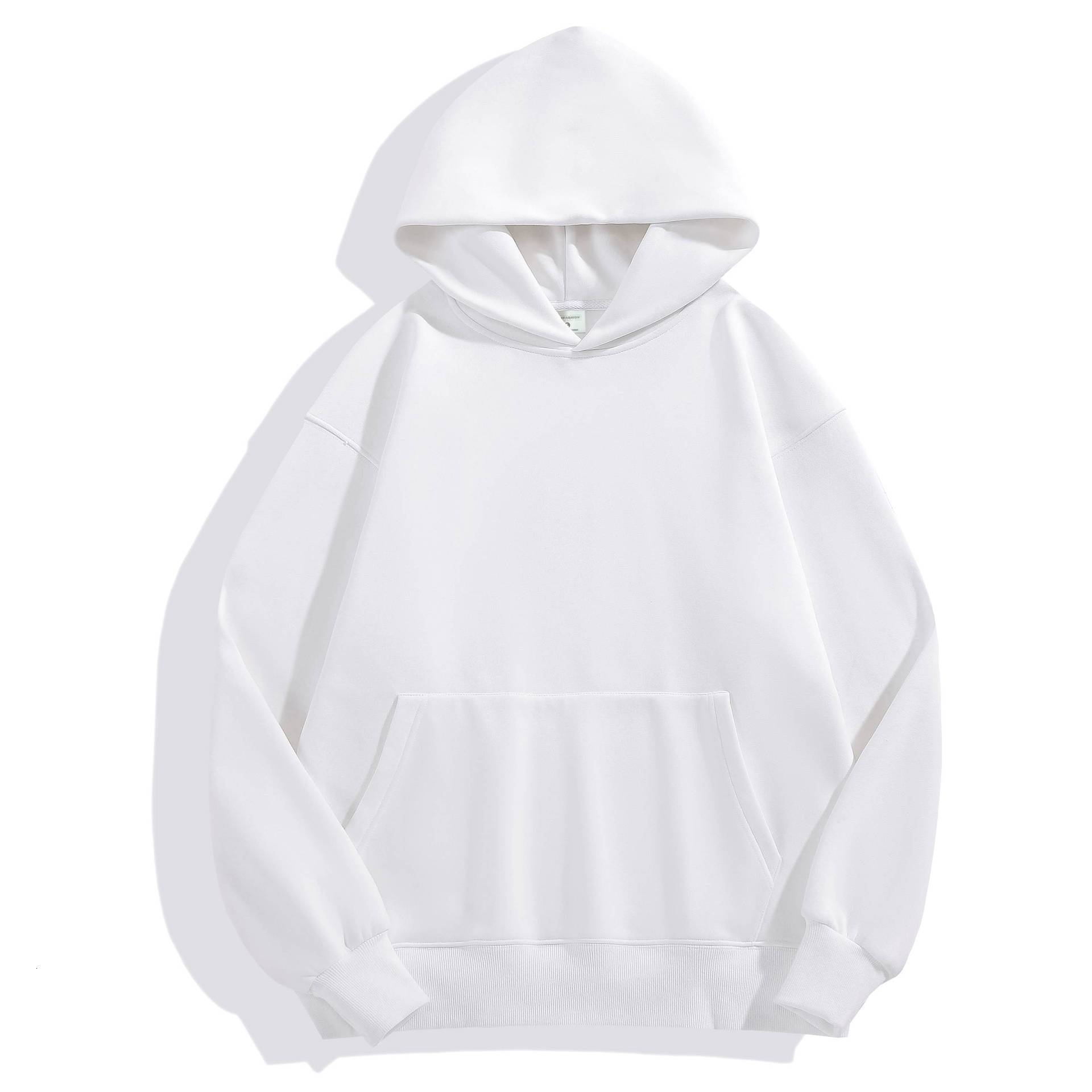 Youth Trend Pullover Patch Pocket Heavy Faux Shearling Drop Shoulder Fleece Pocket Hooded Sweatshirt