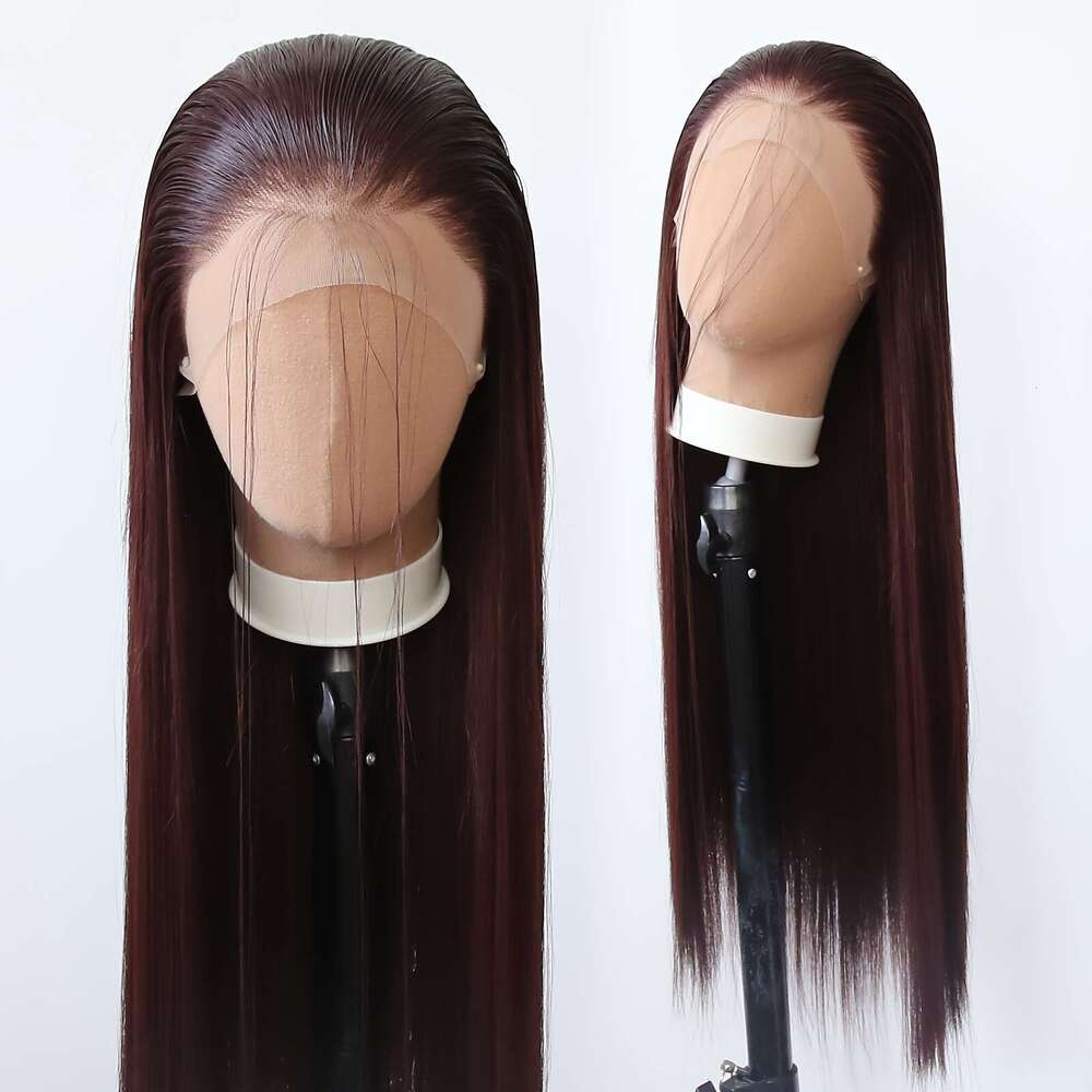 Unisex-Adult Basic Straight Synthetic Front High Temperature Fiber, Pre Plucked Hairline, Glueless, Heat Resistant, 180% Density, 13X3 Lace Area - Sui