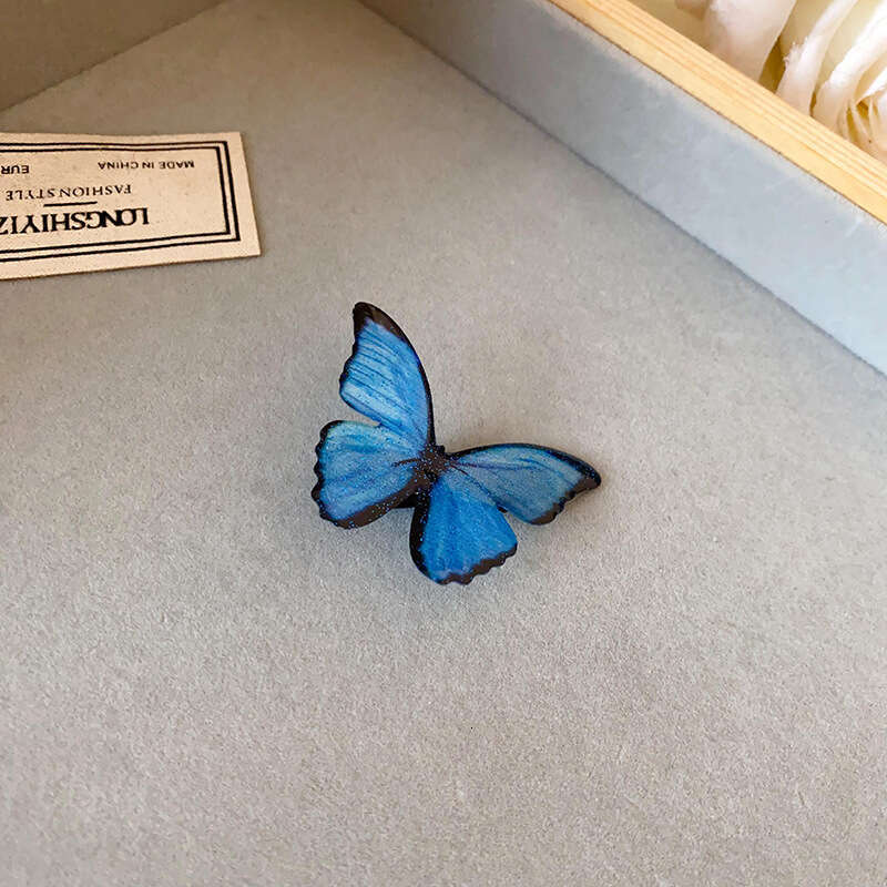 Summer Dreamy Blue Butterfly Niche Bangs Side Clip Super Fairy High-end Hairpin Hair Accessory