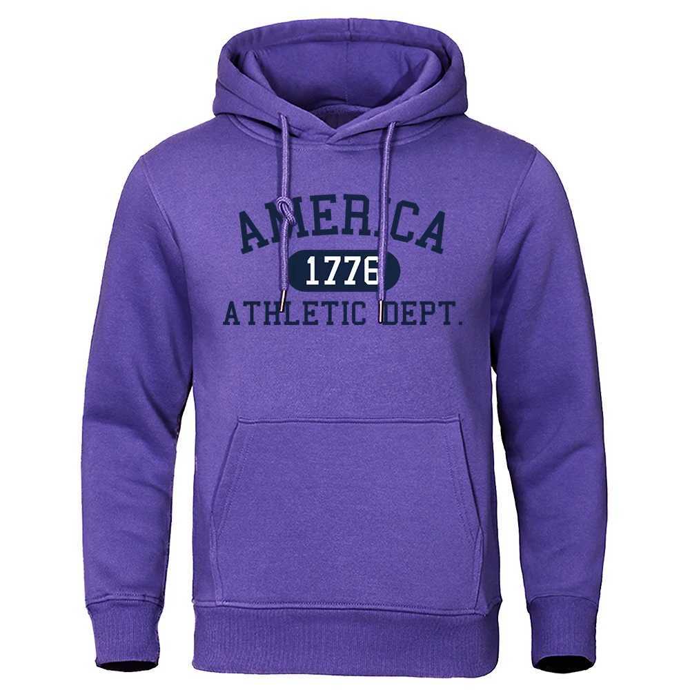 America 776 Athletic Dept Letter Print Mans Hoodies Pocket ONeck Sweatshirt Autumn Soft Sweatshirt Casual Loose Man Clothing W251027