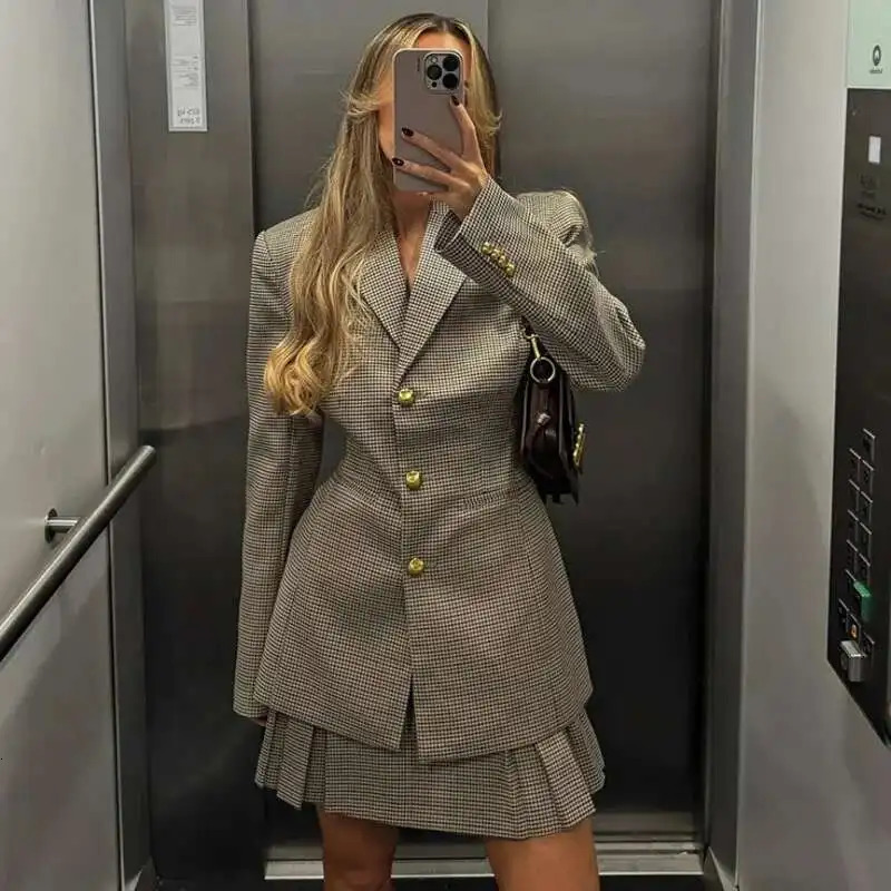 EAEOVNI Womens Fashion Blazer Back Belt Gathered Waist n Single Breasted Slim Jacket Office Lady Spring Clothing 251027