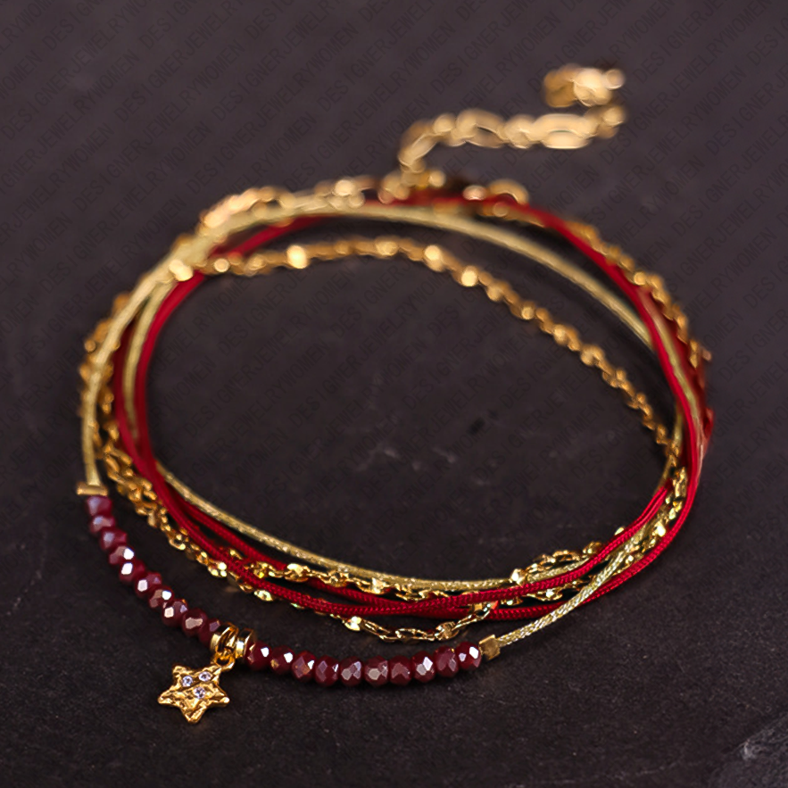 Designer Bracelet for Women French Style Bracelets Layered Bangle Red String Braided Bangles Lucky Charm Luxury Jewlery Designer for Women Elegant Chi