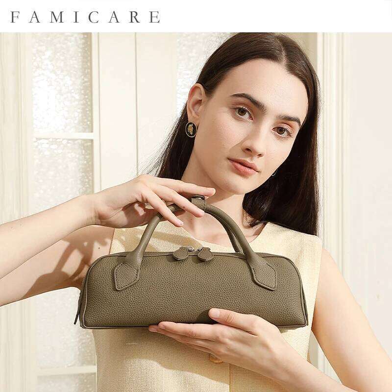 Designer Luxury New Women S Solid Color Genuine Leather Handbag Lady Large Cpacity Sausage Armpit Bag Girls Commuting Single Shoulder Crossbody