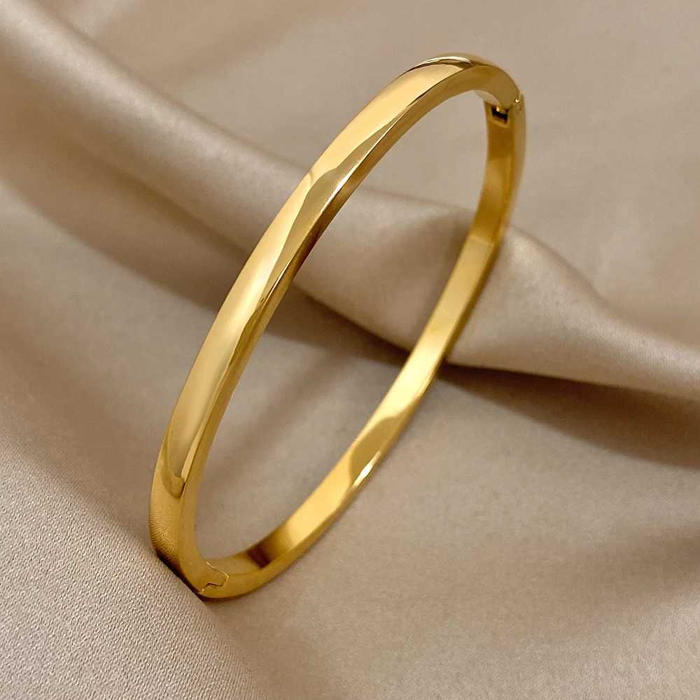 Simp Smooth Stainss Steel Bangs Bracets for Wen Trendy Gold Plated Metal Bracet Jewelry Accories Lady GiftW251027