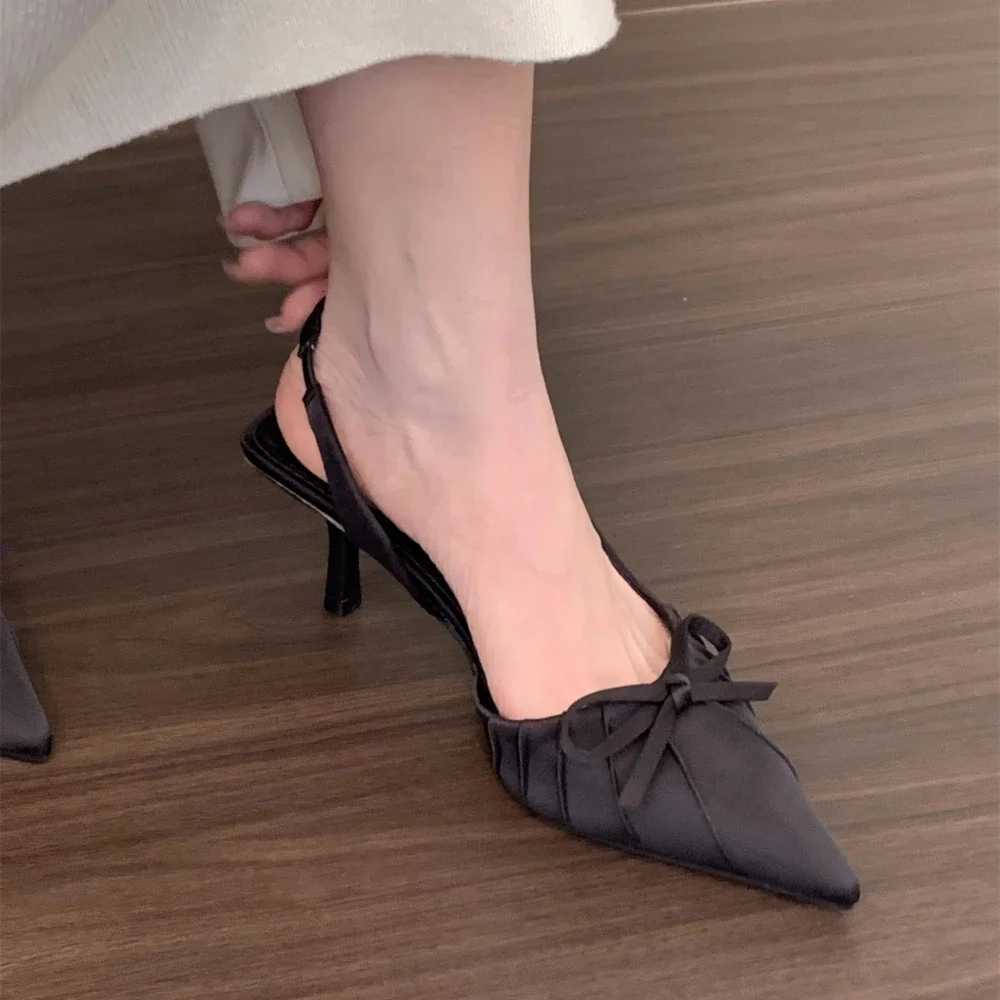 Summer New Fi After The Ring Belt Sexy Banquet Bow Womens Shoes Pointy Comfortable Solid Color Elegant High Heel SandalsXJ251027