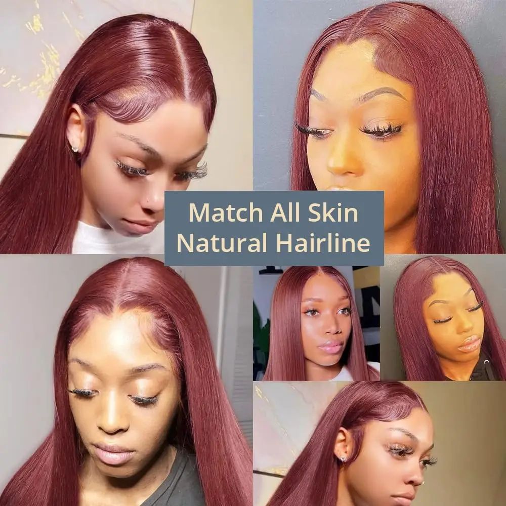 Women's Full HD Lace 13x4 Straight Wig - Premium Peruvian Reddish Brown Human Hair With Synthetic Closure