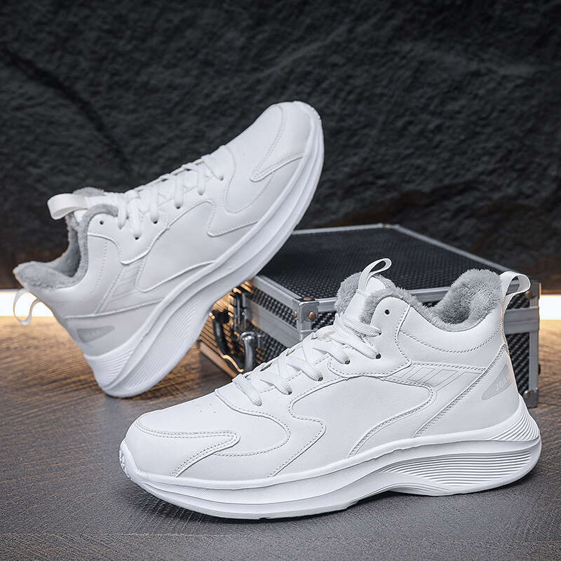 Quality Winter Warm Sports Shoes for Men, Fashionable Casual Outdoor Cotton Shoes, Wear-resistant Large Size 50, Versatile White Sneakers Designer Run