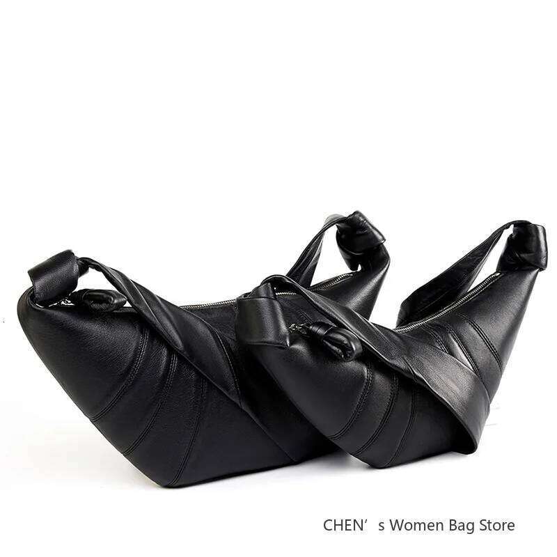 Designer Luxury Genuine Leather Lambskin Women Handbag Croissant Bag Fashionable Versatile Black Soft Dumpling Chest Crossbody Shoulder Bags