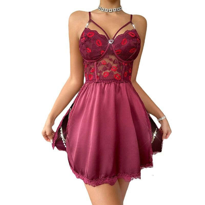 Lace Sexy Lingerie Foreign Trade European And American Lace Lingerie Women S Suit Pure Temptation Sexy See Through Pamas Nightdress Suspend