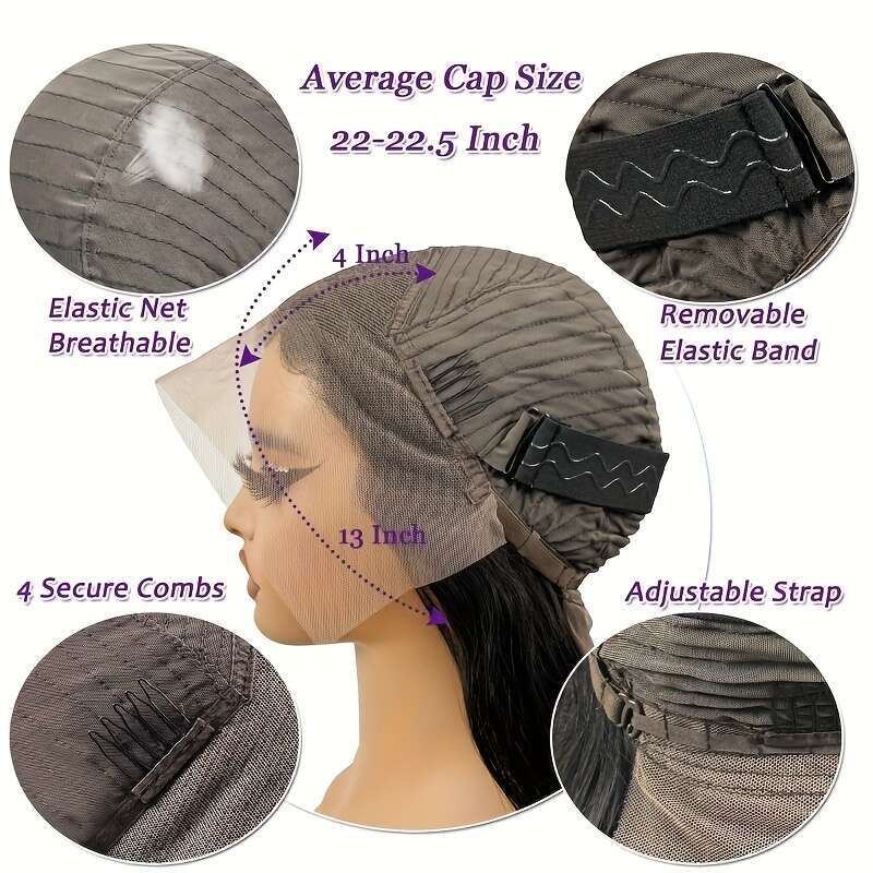 Women's 13X4 Transparent Female Remy Brazilian Hair Pre-Drawn Body Wave Gel Free Wear And Go Lace Front Wig 200% Density Natural Black