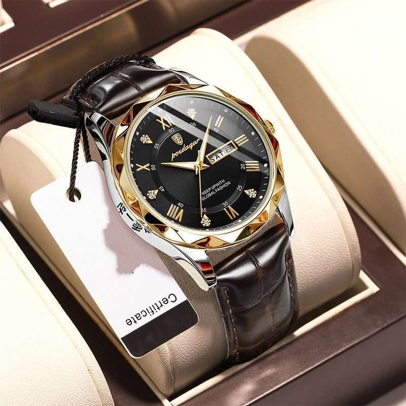 Swiss Brand Waterproof Luminous New Men's with Leather Strap Quartz Watch Live Broadcast