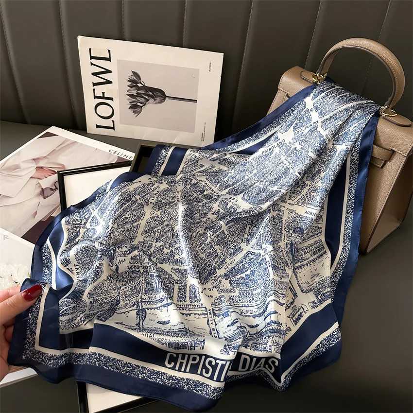 Luxury Brand Shawl Square Scarf for Wen Satin Hijab Fashion Wraps Neckerchi Fa Hair Bands Ribbon band BandanaW251027