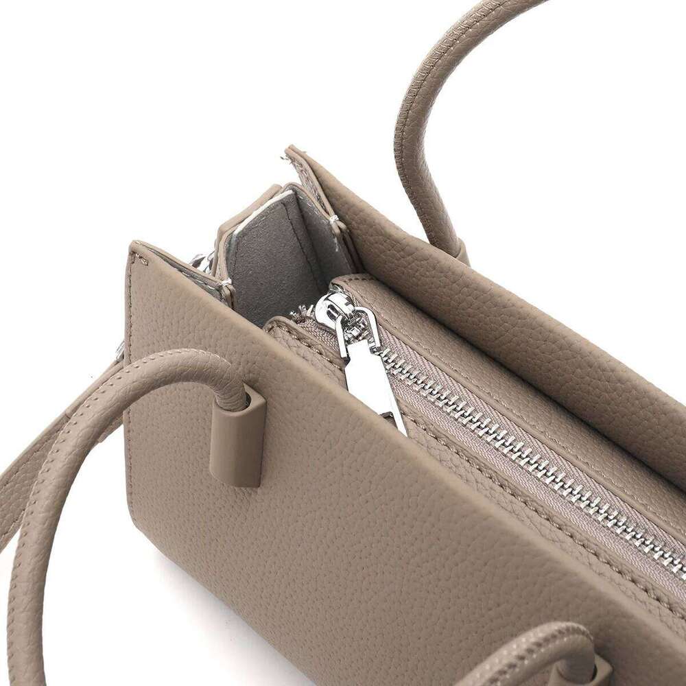 SC Brand Fashion Real Leather Top-Handle Bag Women Elegant Chic Minimalist Small Tote Portable Cross Body Handbag Daily Commute