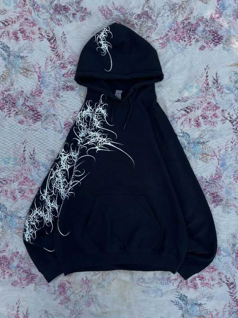 American Gothic Harajuku Striped Print Oversized Sweatshirt Men Y2K Casual Hiphop Retro Streetwear Vintage Loose Hoodie Women W251027