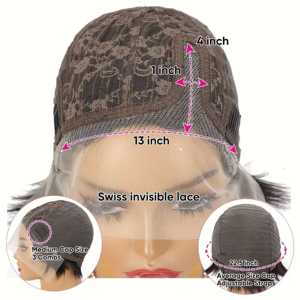 Women's Jerry Curl Remy Human Hair Wig 150% Density Pixie Cut With Transparent Frontal Lace 13X4x1, Pre-Plucked Hairline & Any Part Natural Look 