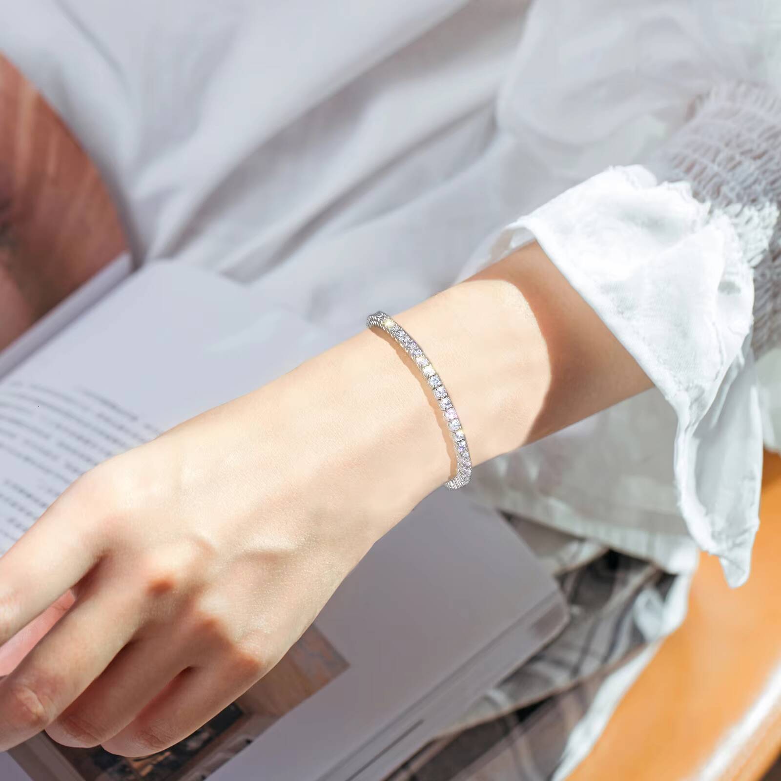 Sparkling Tennis Bracelet Women Men Wedding Gifts 3mm 4mm Cubic Zirconia 14K White GoldYellow Gold Plated Iced Out CZ Bracelet