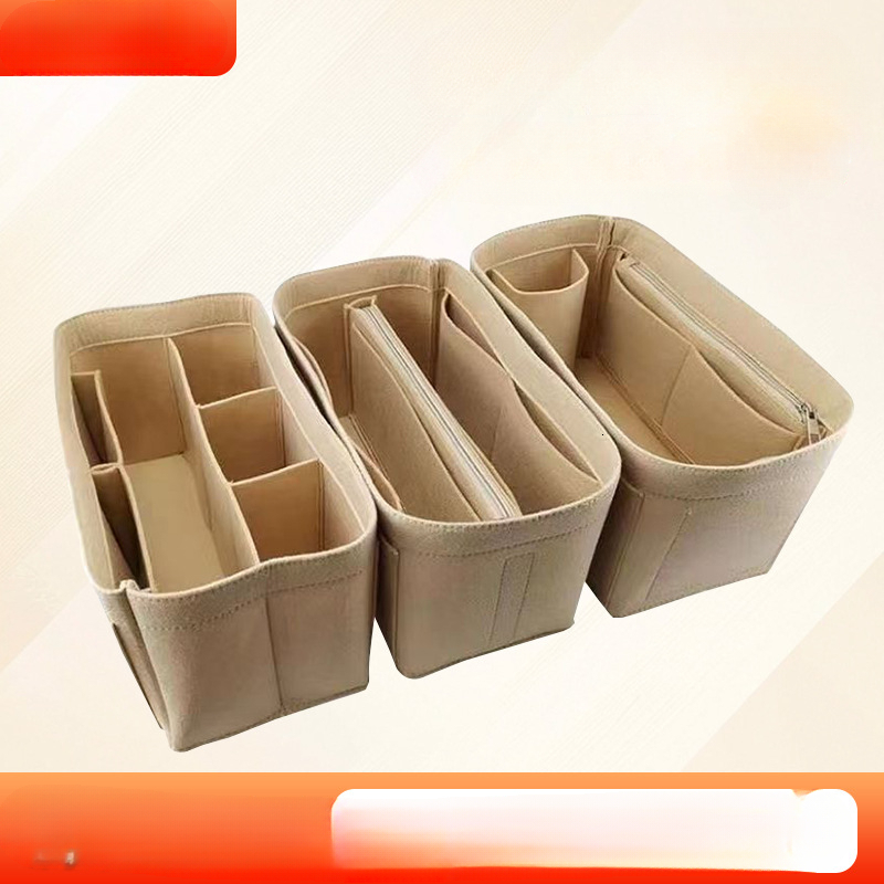 Designer's new lined cosmetic storage bag with long and short handles, large mini inner bag