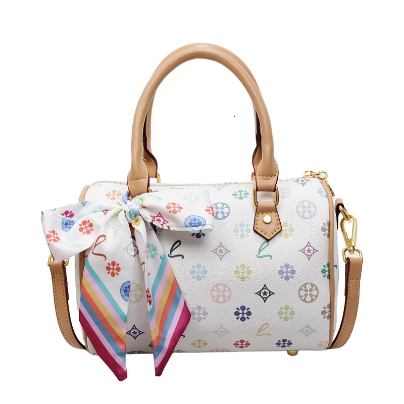 designer bag Printed Large Capacity White Tricolor Boston Pillow New Single Shoulder Crossbody Bag