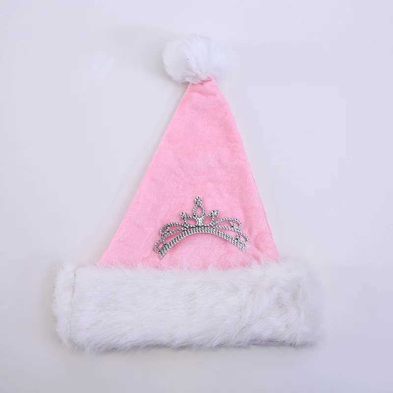 2025 New Pink Crown Christmas Hat For Holiday Dressing Up As An Adult Christmas Plush HatW251027