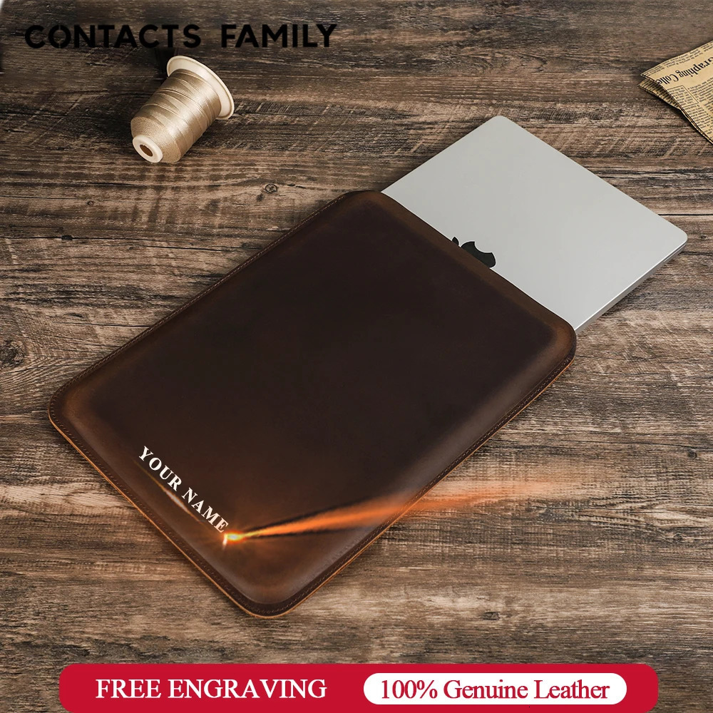 Genuine Leather Laptop Sleeve Case for Air 13 M1 M2 M3 M4 Pro 14 Cover Bag Pro 13 inch Pouch 251027