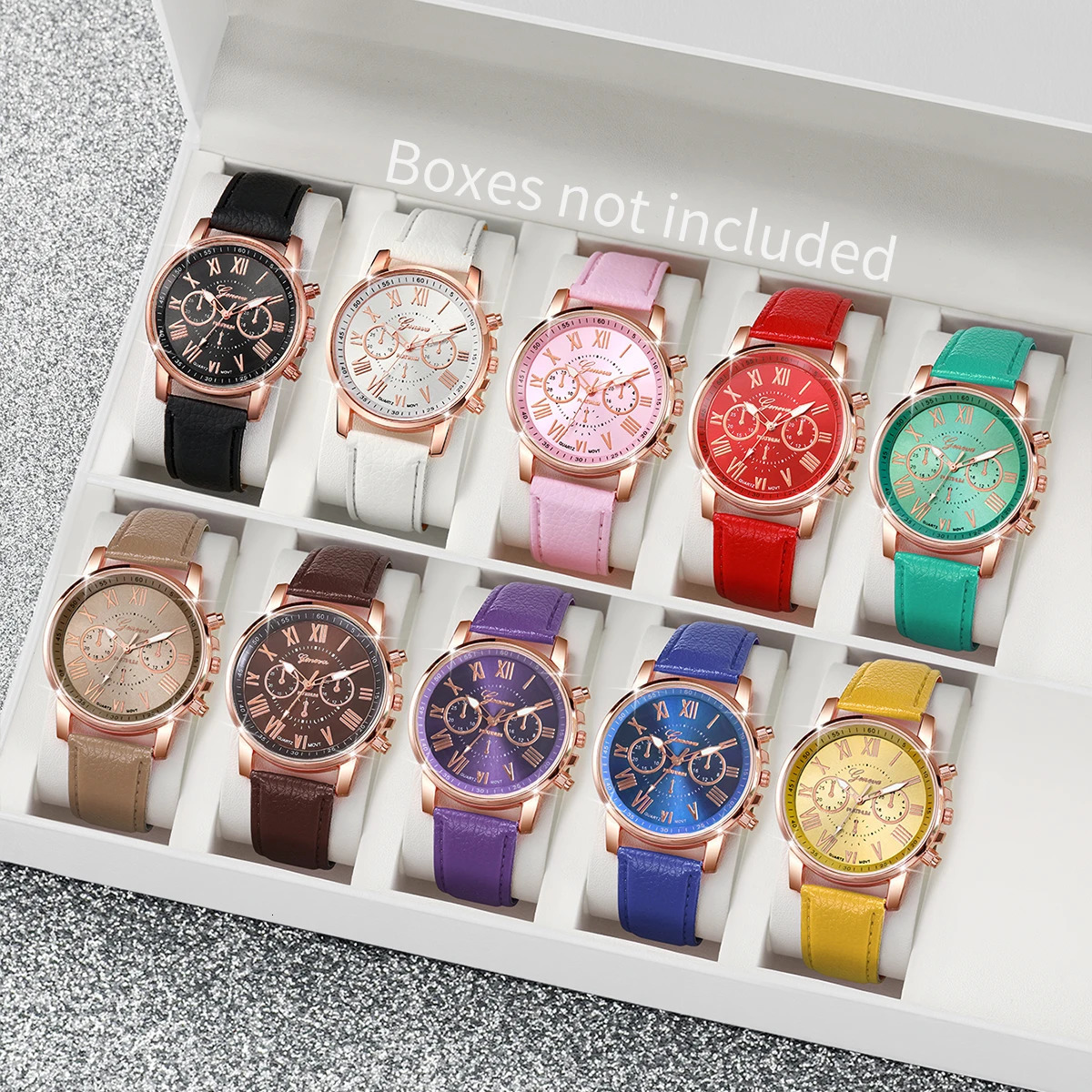 10PC Watches Set Fashion Roma Dial Ladies Quartz Watch Casual Leather Band Wristwatches Relogio Feminino Reloj Mujer 251021