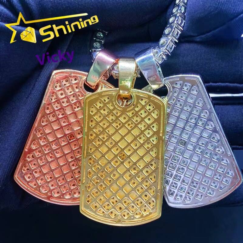 Shining Iced Out Fine Jewelry Luxury 925 Sterling Silver Gold Plated Pendant Custom Hip Hop Moissanite Pendant