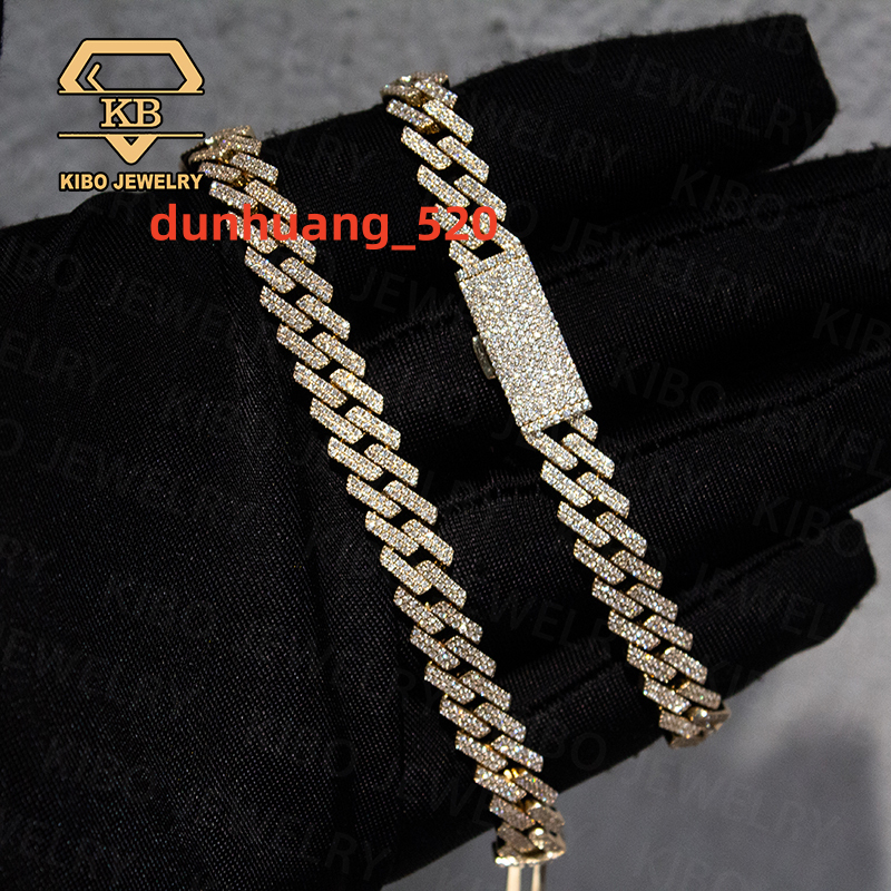 Hip Hop Iced Out 8mm Lab Grown Diamond HPHT VVS VS 10K Solid Real Gold Cuban Link Chain Bracelets Men Women