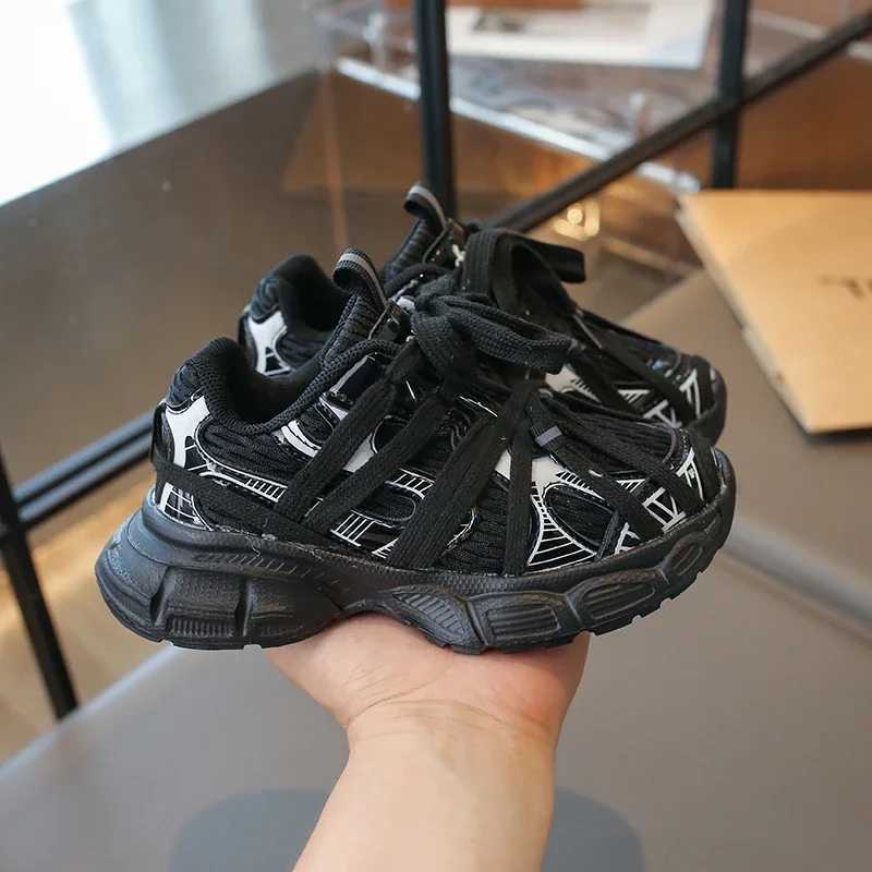 s Shoes for Boy School Black Beige Versatile Sports Shoes for Girls Fashion Causal Patchwork Children Mesh Chunky Sneakers S251027