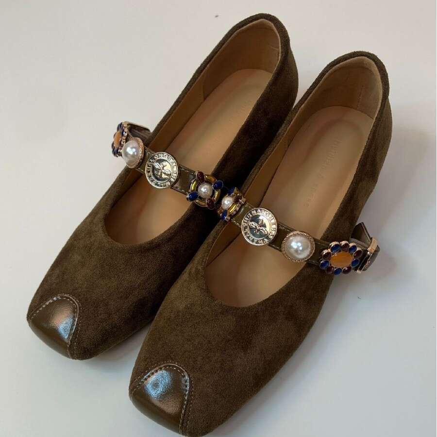 Sheepskin French Mary Jane 2025 New Shallow Mouth Single Strap Flat Shoes for Women