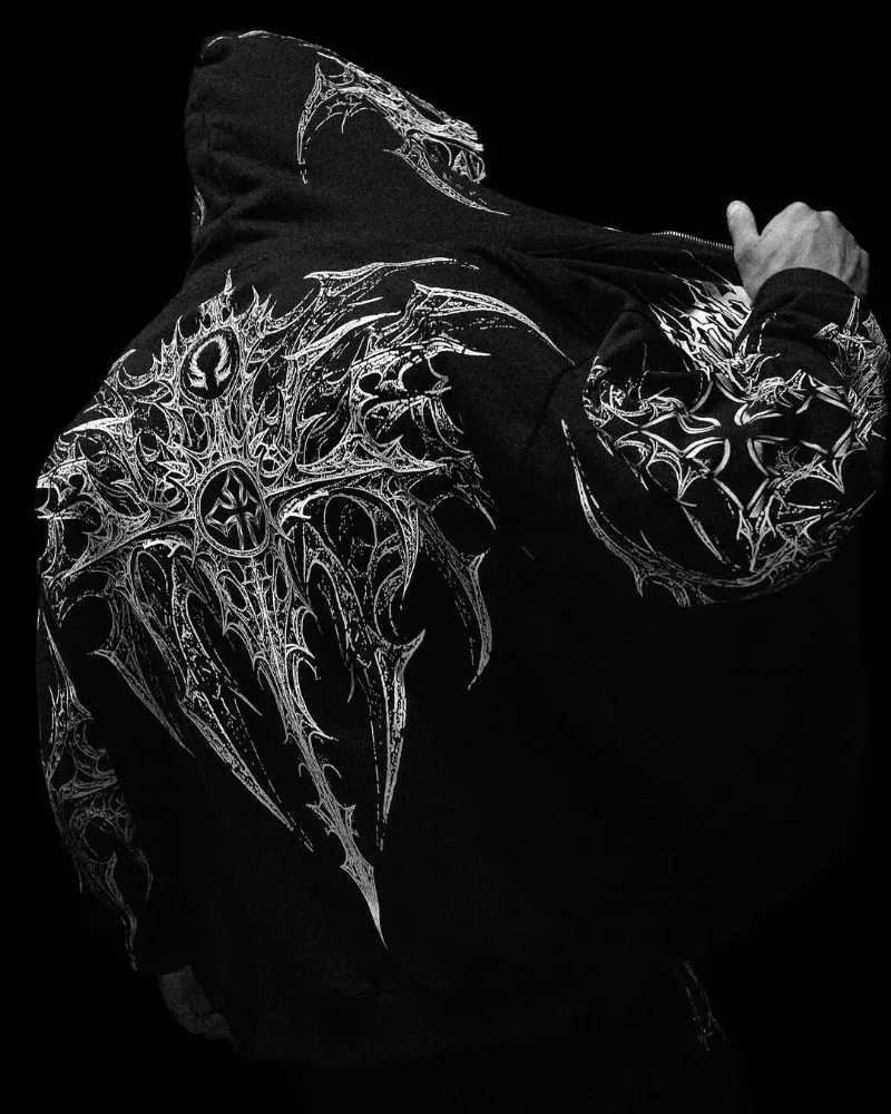 American High Street Fashion Clothing Street Hiphop Retro Striped Fashionable Loose Zipper Hoodie Harajuku Casual Sweatshirt W251027