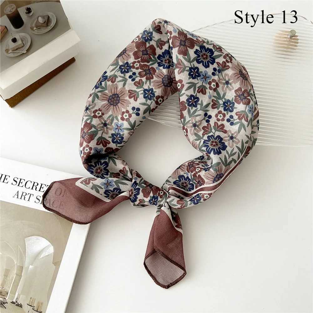Handkerchi Print Cotton Linen Flower Pattern Neck Scarves Hair Scarf Neckerchi scarves Square Scarf band INSW251027