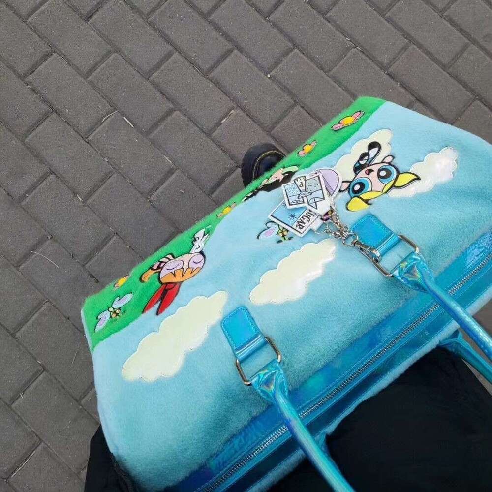 Advanced Cartoon Plush Luggage -3D Anime Character, Flying Girl Police Handbag, Luggage Bag, Large Capacity, Ideal for Leisure Travel
