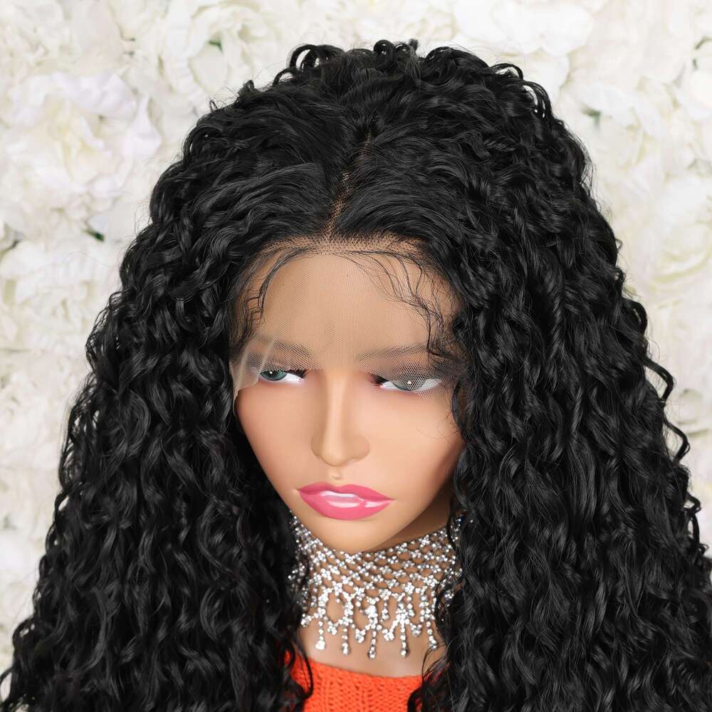 Sleek Design, Kinky 13X4 Hair Wigs For Women 26 Inch Deep Curly Frontal Wet And Wavy Closure Wigs, Synthetic Lace Front Wig