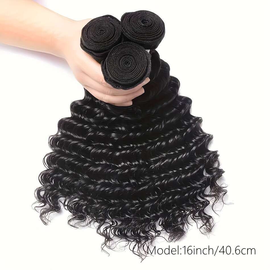 Wave 10-36 Inch Unprocessed Brazilian Virgin Deep Curly Bundles Deals Wet Wavy Real Human Hair Weave Soft Bouncy Can Be Dyed And Bleached Natural Blac