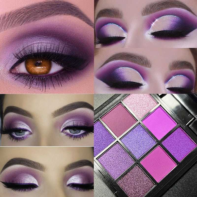 9 Color Purple Eyeshadow Palette Matte Shimmer Violet Lilac Lavender Makeup Pigmented Long Lasting Professional 9 ColoresXJ251027