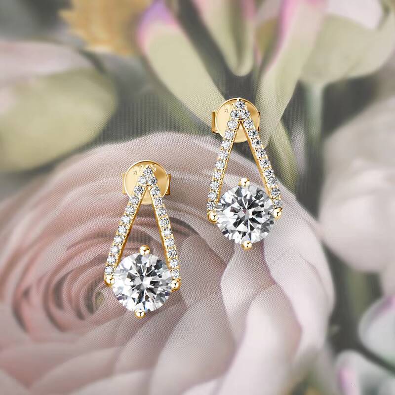 Lab Grown Diamond Earrings 925 Silver Moissanite Earrings VVS 925 Sterling Silver Round Cut 1ct Moissanite Earrings for Women
