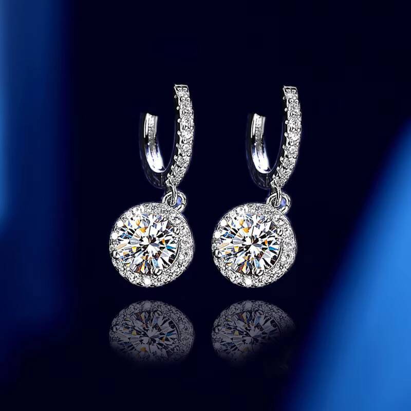 High Quality Wholesale 65mm 1CT Moissanite 925 Sterling Silver halo Temperament Hoop Earrings for Women