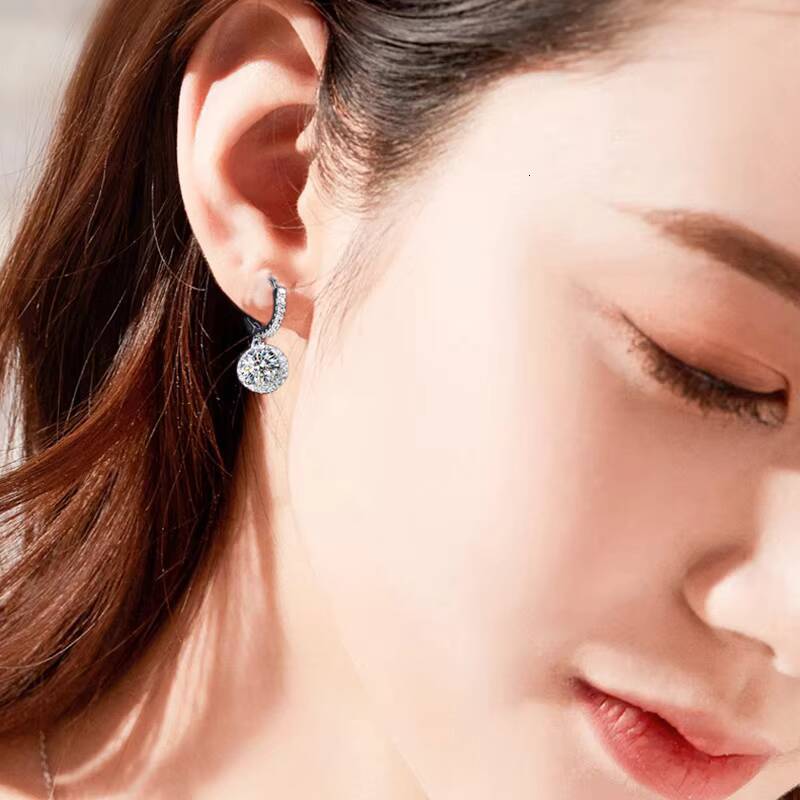 High Quality Wholesale 65mm 1CT Moissanite 925 Sterling Silver halo Temperament Hoop Earrings for Women